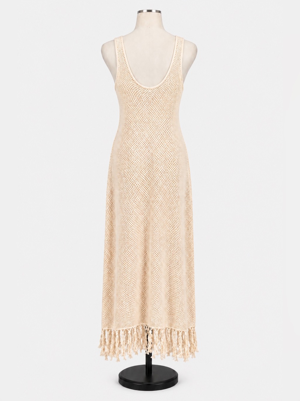 Future Collective with Alani Noelle Crochet Fringe Midi Dress Cream Large NWT